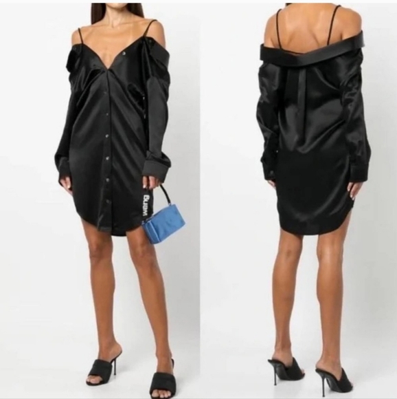 Alexander Wang Dresses & Skirts - Alexander Wang Black Off-Shoulder Shirt Dress